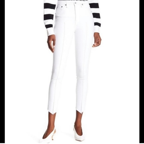 NWT $225 Rag & Bone High Rise Ankle Skinny Jeans White 25 - Picture 1 of 14